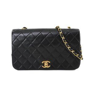 CHANEL Matelasse Chain Shoulder Bag Leather Black Vintage Purse 90279113